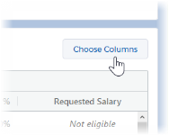 Screenshothowing Choose Columns selected for a compensation plan